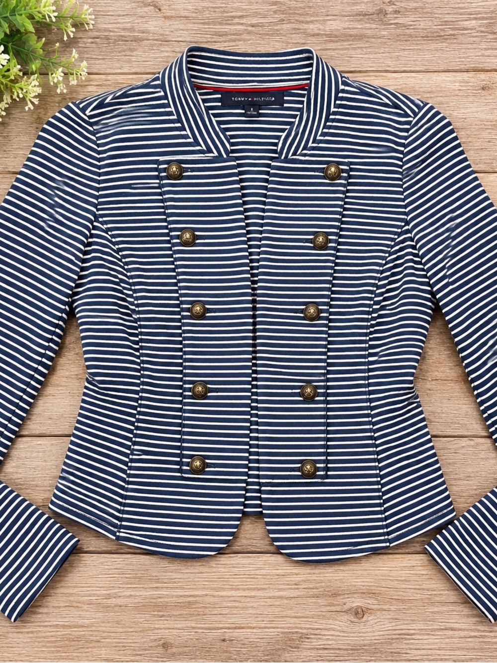 Tommy Hilfiger Navy & White Striped Blazer